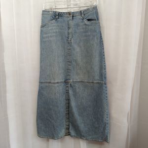 J Jill Denim Maxi Skirt Womens 4 Front Slit Pockets Jean